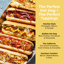 Load image into Gallery viewer, Nostalgia 2 Slot Hot Dog and Bun Toaster with Mini Tongs, Retro Toaster, Cooker that Works Chicken, Turkey, Veggie Links, Sausages Brats, Metallic Red