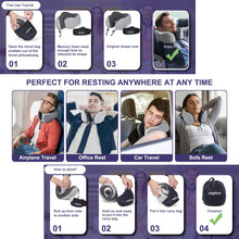 Load image into Gallery viewer, napfun Neck Pillow for Traveling, Upgraded Travel Neck Pillow for Airplane 100% Pure Memory Foam Travel Pillow for Flight Headrest Sleep, Portable Plane Accessories, Light Grey