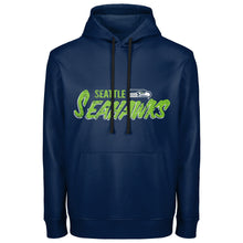 Load image into Gallery viewer, FOCO NFL Men's Officially Licensed Team Wordmark Distressed Performance Sideline Pullover Sweatshirt Hoodie - Seattle Seahawks - Navy - (Medium)