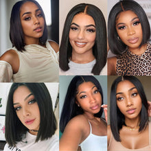 Load image into Gallery viewer, VOKEYLA Short Bob Wig Synthetic Lace Frontal Wigs For Women Black Straight Hair Glueless Yaki Straight Heat Resistant Natural Wig