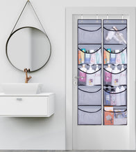 Load image into Gallery viewer, KEETDY Hanging Shelves Over the Door Organizer Storage for Closet with 5 Pockets Organizer for Bedroom Bathroom, 2 Pack(Grey)