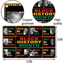 Load image into Gallery viewer, Sunwer Black History Month Photo Booth Backdrop African American Inspirational Wall Posters Classroom Bulletin Board Hanging Banner (5.9×3.6ft)