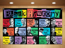 Load image into Gallery viewer, Sunwer Black History Month Photo Booth Backdrop Juneteenth Pan African American Famous People Banner School Classroom Bulletin Board Decoration (5.9×3.6ft)