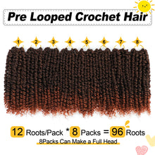 Load image into Gallery viewer, Passion Twist Hair 10 Inch 8 Packs, Pre Twisted Passion Twist Crochet Hair For Black Women, Pre Looped Passion Twist Curly Crochet Hair, Short Crochet Passion Twist Hair Extensions (10 Inch, T350#)