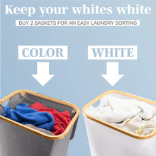 Load image into Gallery viewer, Lonbet - Laundry Hamper with Lid Cover - Sturdy Tall Bamboo Laundry Basket Clothes Organizer - Aesthetic Bedroom Fabric Bin - Big Bathroom Dirty Clothes Hamper - Removable Bag - XL 100 Liters - Grey