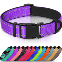 Load image into Gallery viewer, Joytale Reflective Dog Collar,Soft Neoprene Padded Breathable Nylon Pet Collar Adjustable for Medium Dogs,Purple,M