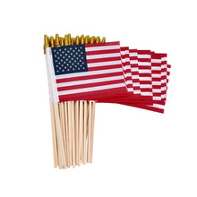 Load image into Gallery viewer, 12 Pack Small American Flags on Stick Small US Flags/Mini American Flags for Outside 4x6 Inch American Hand Held Stick Flags with Kid-Safe Spear Top, Patriotic Veterans Day Decorations, 4th of July Decorations