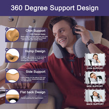 Load image into Gallery viewer, napfun Neck Pillow for Traveling, Upgraded Travel Neck Pillow for Airplane 100% Pure Memory Foam Travel Pillow for Flight Headrest Sleep, Portable Plane Accessories, Light Grey