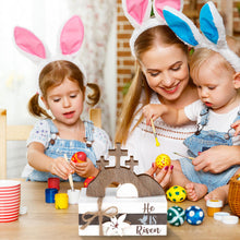 Load image into Gallery viewer, Ferraycle 4 Pcs Easter Table Decor He is Risen Wooden Sign Happy Easter Farmhouse Cross Wooden Block Decorative Book Tiered Tray Decor Religious Rustic Spring Decoration for Fireplace Living Room