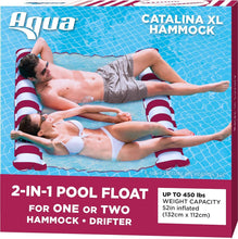 Load image into Gallery viewer, Aqua 2-in-1 Catalina XL Pool Float & Hammock – 1-2 Person, Multi-Purpose, Inflatable Pool Floats for Adults – Burgundy/White Stripe