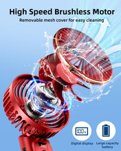 Load image into Gallery viewer, TUNISE Portable Handheld Fan, Neck Fan, 4000mAh Desk Fan, 180° Adjustable, 6 Speed Wind, Display Electricity in Real Time, USB Rechargeable Foldable Fan, Quiet Personal Fan as Power Bank