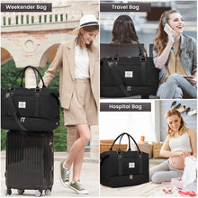 Load image into Gallery viewer, LOVEVOOK Travel Duffle Bag, Weekender Bags for Women with Shoe Compartment, Carry on Bag with Toiletry Bag, Gym Bag with Wet Pocket, Hospital Bags for Labor and Delivery, Black