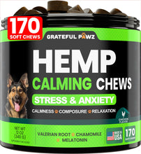 Load image into Gallery viewer, Grateful Pawz Hemp Calming Chews for Dogs - Dog Calming Chews - 170 Anxiety Relief Treats with Hemp Oil - Sleep Aid - Advanced Health Joint Support Supplement - Health & Wellness