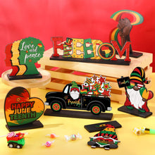 Load image into Gallery viewer, Threehoney 7 Pcs Juneteenth Day Decorations Wooden Happy Juneteenth Table Centerpieces Freedom Day Table Signs Wood 1865 Black American Independence Table Toppers for Home Desktop Decor (With Base)