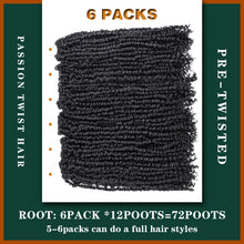 Load image into Gallery viewer, Silike Passion Twist Hair 18 Inch 6 Pack Pre-Twisted Crochet Passion Twisted Crochet Braids Hair Pre-Looped Synthetic Long Bohemian Twist Hair With Curls Crochet Braiding Hair Extensions.(18 inch, 1B)
