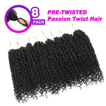 Load image into Gallery viewer, Bileaf 8 Packs Passion Twist Crochet Hair 10 Inch Pre-twisted Short Crochet Passion Twist Hair, Pre Looped Passion Twist Crochet Braids Bohemian Crochet Hair 1B