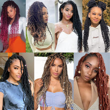 Load image into Gallery viewer, Goddess Locs Crochet Hair - 6 Packs 20 Inch Wavy Faux Locs Crochet Hair for Black Women, Ombre Faux Locs Crochet Hair with Curly Ends Synthetic Braids Hair Extensions (20Inch, T1B-27#)