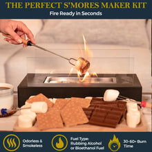 Load image into Gallery viewer, Tabletop Fire Pit with Smores Maker Kit Portable Indoor/Outdoor Mini Small Fireplace Table Top Decor Home Patio Gifts for Women Mom Her Wedding Housewarming Christmas Birthday White Elephant Gift