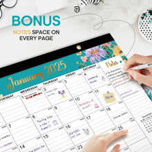 Load image into Gallery viewer, Desk Calendar 2025, 18 Months Calendar Runs from January 2025 to June 2026 - Large 17" x 12" Desktop/Wall Monthly Calendar for Home School, or Office - 2025 New Edition, Floral Pattern