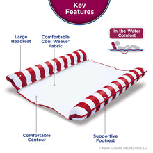 Load image into Gallery viewer, Aqua 2-in-1 Catalina XL Pool Float & Hammock – 1-2 Person, Multi-Purpose, Inflatable Pool Floats for Adults – Burgundy/White Stripe