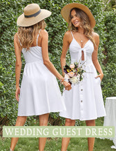 Load image into Gallery viewer, VOTEPRETTY Women's Summer Dresses Sundresses Beach Clothes Outfit Vacation 2024 V Party Graduation Homecoming Casual Tropical Prom Bride Shower Plus Size Resort Wear Hawaiian Spring Cruise White