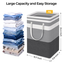 Load image into Gallery viewer, HomeHacks 2 Pack Large Laundry Baskets, Waterproof, Freestanding Laundry Hampers, Collapsible Clothes Hamper with Reinforced Handles in Laundry Room, College Dorm, Bathroom, Bedroom (Grey, 75Lx2)