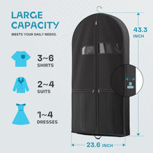 Load image into Gallery viewer, Lazebox 43" Travel Garment Bag with Accessories Zipper Pocket, Heavy Duty Suit Bag for Suits, Tuxedos, Dresses, Coats, Black, 1 pack