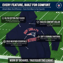 Load image into Gallery viewer, Team Fan Apparel NFL Gameday Adult Hooded Sweatshirt, Pro Football Fleece Hoodie Pullover Sweatshirt (New England Patriots - Navy, Small)
