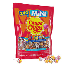 Load image into Gallery viewer, Chupa Chups Mini Lollipop Halloween Trick or Treat Candy Variety Assortment, 5 Flavors, Individually Wrapped Bulk Candy for Adults & Kids, 50.8 oz Bag (240 Suckers)