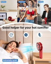 Load image into Gallery viewer, TUNISE Portable Handheld Fan, Neck Fan, 4000mAh Desk Fan, 180° Adjustable, 6 Speed Wind, Display Electricity in Real Time, USB Rechargeable Foldable Fan, Quiet Personal Fan as Power Bank