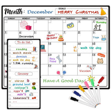 Load image into Gallery viewer, Magnetic Dry Erase Refrigerator Calendar with Markers - 15" x 11" Monthly Fridge Calendar and Today List, Fridge Whiteboard with Back Magnet