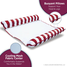 Load image into Gallery viewer, Aqua 2-in-1 Catalina XL Pool Float & Hammock – 1-2 Person, Multi-Purpose, Inflatable Pool Floats for Adults – Burgundy/White Stripe