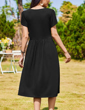 Load image into Gallery viewer, Zeagoo Womens Summer Midi Dress with Pockets Casual Short Sleeve A-Line Flowy Shirt Dress Beach Sundress,Black,Large