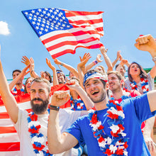 Load image into Gallery viewer, 4th of July Accessories, 24pcs Patriotic Leis Fourth of July Bulk, Red Blue White Silk Flower Leis Accessories, Independence Day Leis for Memorial Day Veterans Day Patriotic Parade Decorations