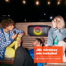 Load image into Gallery viewer, JBL PartyBox On-The-Go Essential - Portable party speaker with built-in lights and wireless mic, Amazing Pro Sound, IPX4 splashproof protection, 6 hours of playtime, Convenient shoulder strap