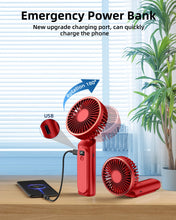 Load image into Gallery viewer, TUNISE Portable Handheld Fan, Neck Fan, 4000mAh Desk Fan, 180° Adjustable, 6 Speed Wind, Display Electricity in Real Time, USB Rechargeable Foldable Fan, Quiet Personal Fan as Power Bank