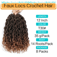 Load image into Gallery viewer, Karida Goddess Locs Crochet Hair 12 Inch, 8 Packs Faux Locs Crochet Hair for Black Women, Pre Looped Crochet Faux Locs With Curly Ends (12 Inch (Pack of 8), T30#)