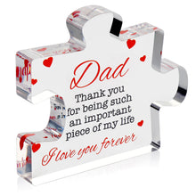 Load image into Gallery viewer, VELENTI Engraved Acrylic Block Puzzle Birthday Gifts for Dad 3.35 x 2.76 inch - Cool Dad Presents from Daughter, Son, Mom - Heartwarming Men Birthday Gift, Ideas