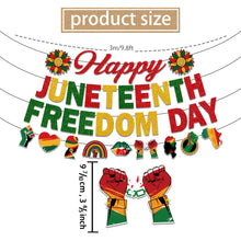 Load image into Gallery viewer, Juneteenth Decorations, NO-DIY Juneteenth Party Supplies Includes Banner and Hanging Swirls, Freedom Day Juneteenth Banner Decorations for Juneteenth Party