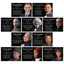 Load image into Gallery viewer, Arosche Black History Month Decorations Posters 10pc Famous African American Posters Celebration Motivational Learning Charts for Home, School, Classroom, Bulletin Board, Wall, Hallway Decor