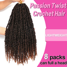 Load image into Gallery viewer, 8 Packs Passion Twist Crochet Hair 20 Inch Prelooped Crochet Braids Pretwisted Spring Twist Crochet Hair for Black Women (20 Inch (Pack of 8), T30#)