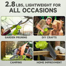 Load image into Gallery viewer, Mini Chainsaw Cordless, 6 Inch Electric Chainsaw Cordless Small Battery Powered Chainsaw, Lightweight Portable Handheld Chain Saw Electric Saw for Tree Branches Wood Cutting Pruning Gardening Gfit