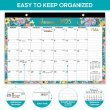 Load image into Gallery viewer, Desk Calendar 2025, 18 Months Calendar Runs from January 2025 to June 2026 - Large 17" x 12" Desktop/Wall Monthly Calendar for Home School, or Office - 2025 New Edition, Floral Pattern
