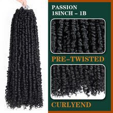 Load image into Gallery viewer, Silike Passion Twist Hair 18 Inch 6 Pack Pre-Twisted Crochet Passion Twisted Crochet Braids Hair Pre-Looped Synthetic Long Bohemian Twist Hair With Curls Crochet Braiding Hair Extensions.(18 inch, 1B)