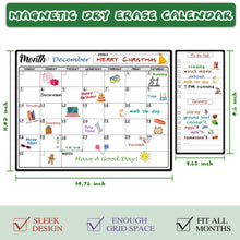 Load image into Gallery viewer, Magnetic Dry Erase Refrigerator Calendar with Markers - 15" x 11" Monthly Fridge Calendar and Today List, Fridge Whiteboard with Back Magnet