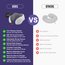 Load image into Gallery viewer, napfun Neck Pillow for Traveling, Upgraded Travel Neck Pillow for Airplane 100% Pure Memory Foam Travel Pillow for Flight Headrest Sleep, Portable Plane Accessories, Light Grey