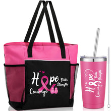 Load image into Gallery viewer, Paterr Breast Cancer Gifts Care Package for Woman Cancer Chemo Care Package Totes Bags Get Well Soon Gifts 20oz Tumble (Pink, Breast Cancer)