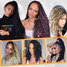 Load image into Gallery viewer, Beverlee 10 Inch 8 Packs Boho Box Braids Goddess Box Braids Crochet Hair Bohemian Hippie Braids Braiding Hair Box Braids with Curly Ends Messy Pre-looped Synthetic Kids Crochet Hair for Black Women