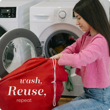 Load image into Gallery viewer, Nylon Laundry Bag - Locking Drawstring Closure and Machine Washable. These Bags will Fit a Laundry Basket or Hamper and Strong Enough to Carry up to Three Loads of Clothes. (Red)