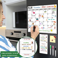 Load image into Gallery viewer, Magnetic Dry Erase Refrigerator Calendar with Markers - 15" x 11" Monthly Fridge Calendar and Today List, Fridge Whiteboard with Back Magnet